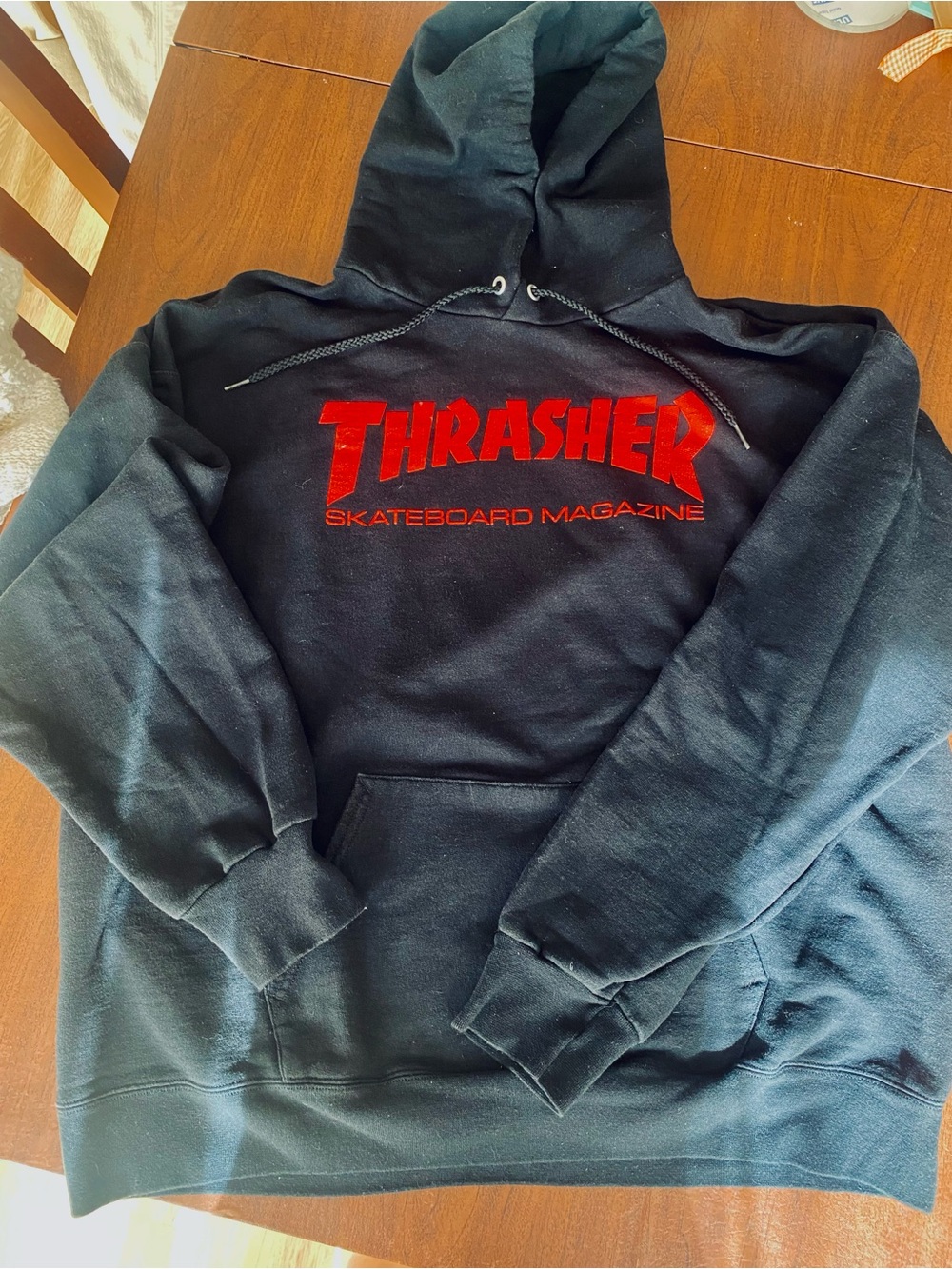 Thrasher Black Pullover Hoodie with Red Logo - Men's Skate Hoodie
